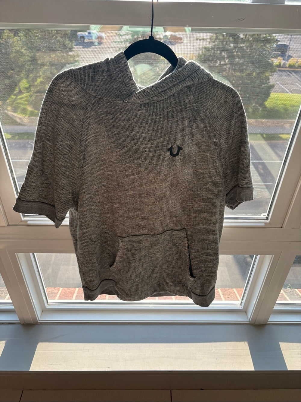True Religion Men's Heather Gray Short-Sleeve Hoodie
